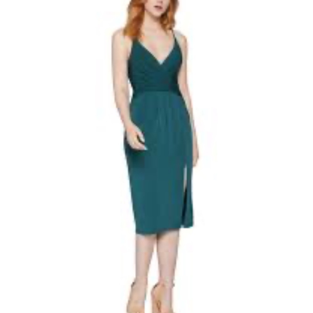 NWT BCBGeneration v- neckline midi emerald green dress holiday cocktail